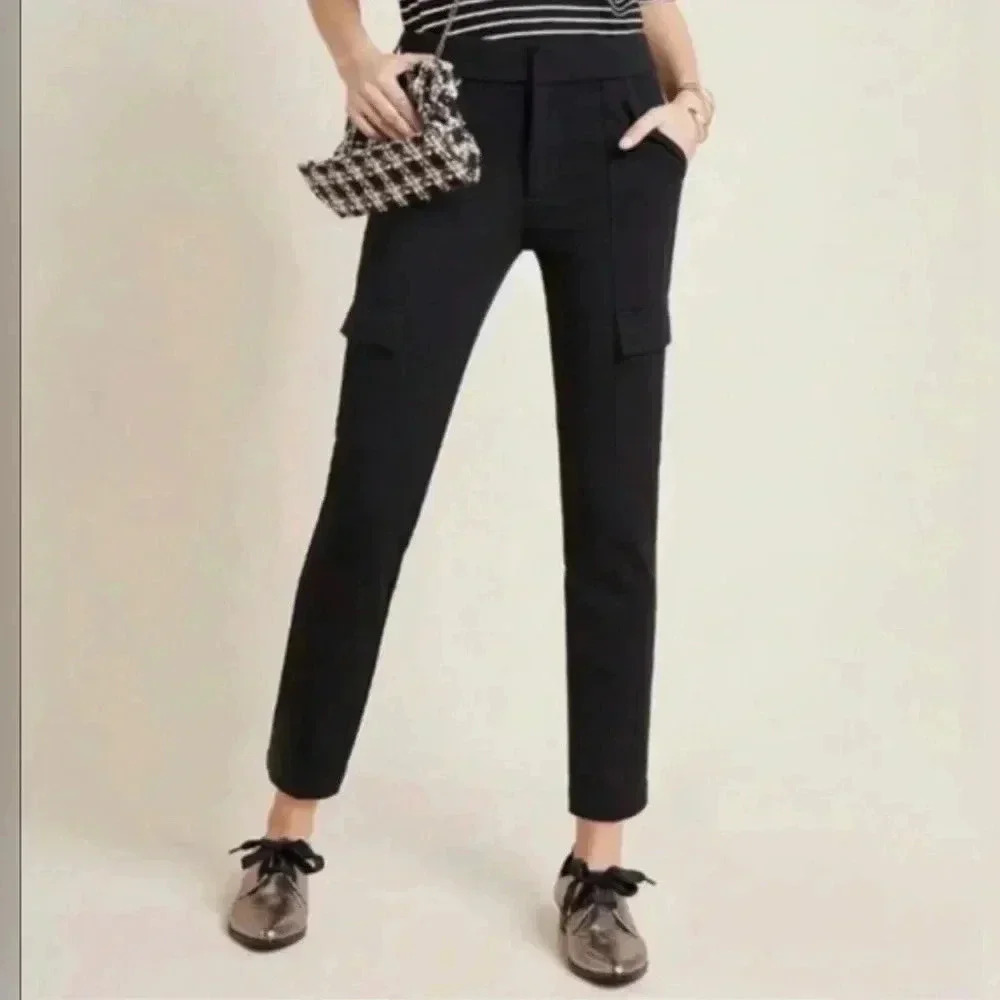 ANTHROPOLOGIE The Essential Knit Cargo Pants in Black US 24 (00555)